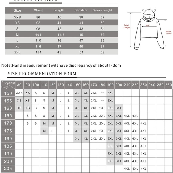 Demon Slayer Nezuko Women Crop Hoodie ears Pink Anime XS Small Sweater AMOMA - Picture 8 of 8